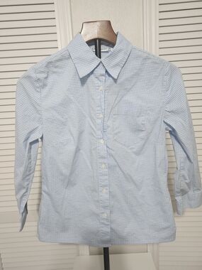 Rebecca Malone Light Blue Gingham Button-Up Shirt